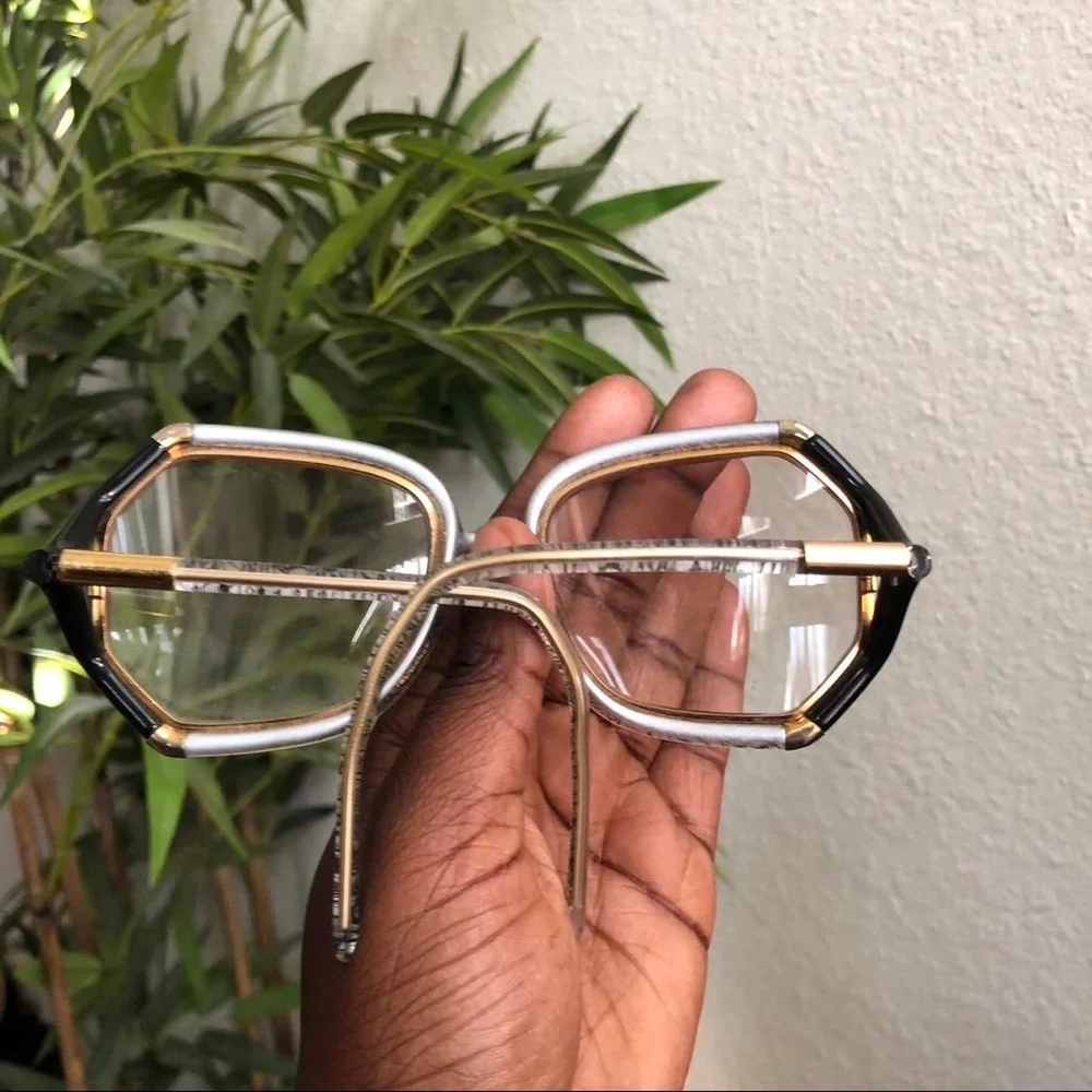 TED LAPIDUS Vintage Large Oversize Geometric Eyeglasses Frames Paris France Gold